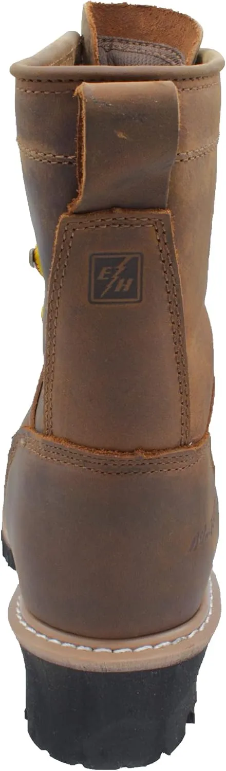 Ad Tec Men's 1020 Brown Waterproof Crazy Horse Leather Logger Work Boots | Safety Toe, Goodyear Welt Construction, Electrical Hazard Outsole, Oil Resistant Lug Sole
