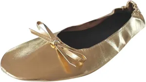 Adult Leather Ballet Shoes for Women Portable Foldable Dance Flats Shoes Women's Ballerina Slippers Casual Shoes