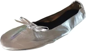 Adult Leather Ballet Shoes for Women Portable Foldable Dance Flats Shoes Women's Ballerina Slippers Casual Shoes