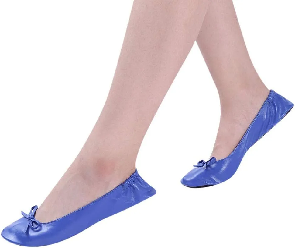 Adult Leather Ballet Shoes for Women Portable Foldable Dance Flats Shoes Women's Ballerina Slippers Casual Shoes