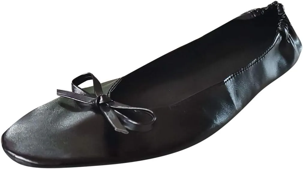 Adult Leather Ballet Shoes for Women Portable Foldable Dance Flats Shoes Women's Ballerina Slippers Casual Shoes