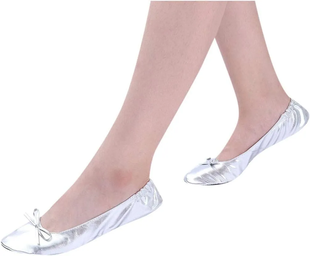 Adult Leather Ballet Shoes for Women Portable Foldable Dance Flats Shoes Women's Ballerina Slippers Casual Shoes
