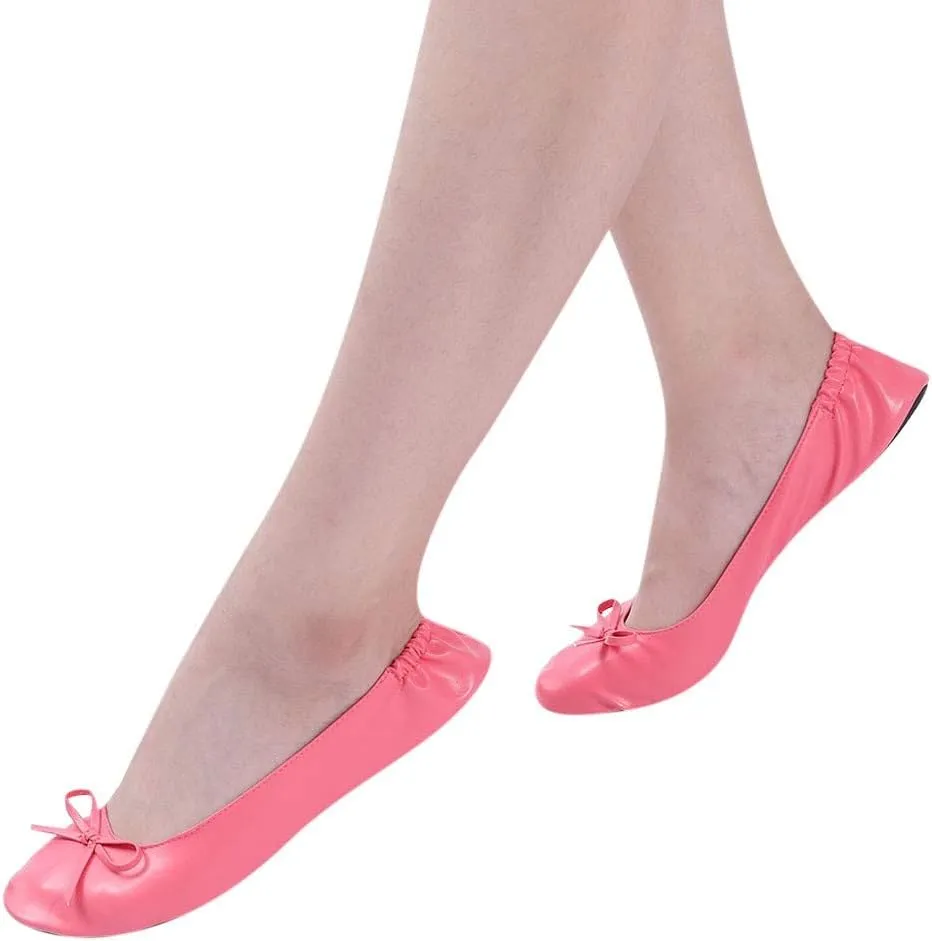 Adult Leather Ballet Shoes for Women Portable Foldable Dance Flats Shoes Women's Ballerina Slippers Casual Shoes
