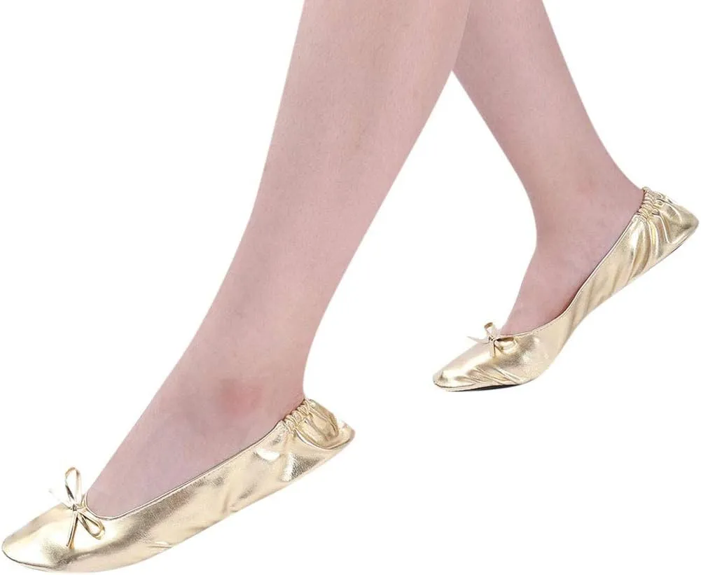 Adult Leather Ballet Shoes for Women Portable Foldable Dance Flats Shoes Women's Ballerina Slippers Casual Shoes