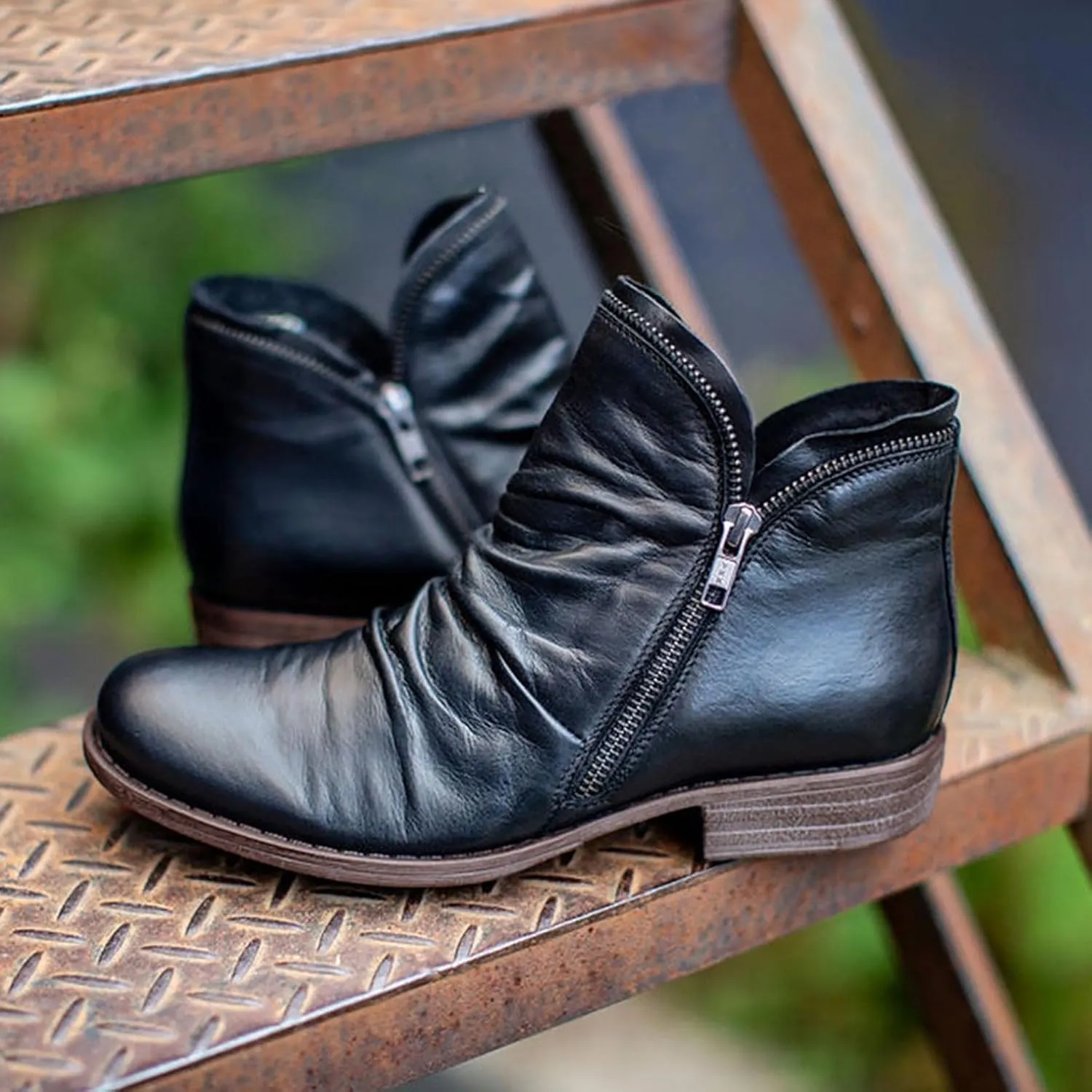 Ankle Boots for Women Flat Fashion Lace Up Side Zip Vintage Booties Low Heel Arch Support Booties