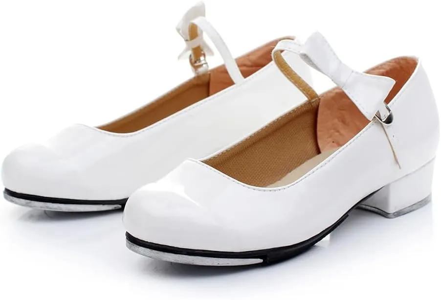 AOQUNFS Beginner Tap Shoe for Girls, Kids Tap Dance Shoes for Toddler, Mary Jane Tap Shoes,FT-031