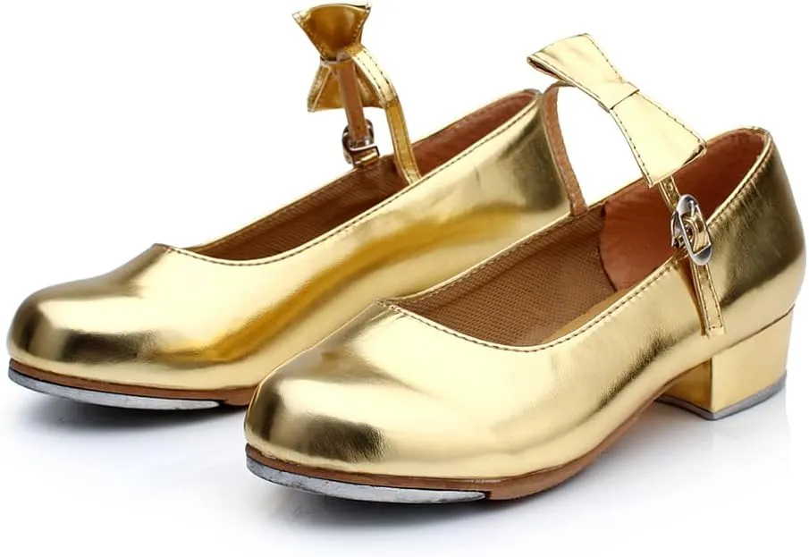 AOQUNFS Beginner Tap Shoe for Girls, Kids Tap Dance Shoes for Toddler, Mary Jane Tap Shoes,FT-031