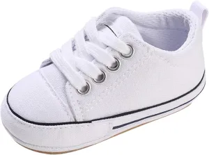 Baby Boy's Girl's Canvas Sneakers Slip on Lightweight Casual Lace up Skin-Friendly Flat Walking Running Shoes