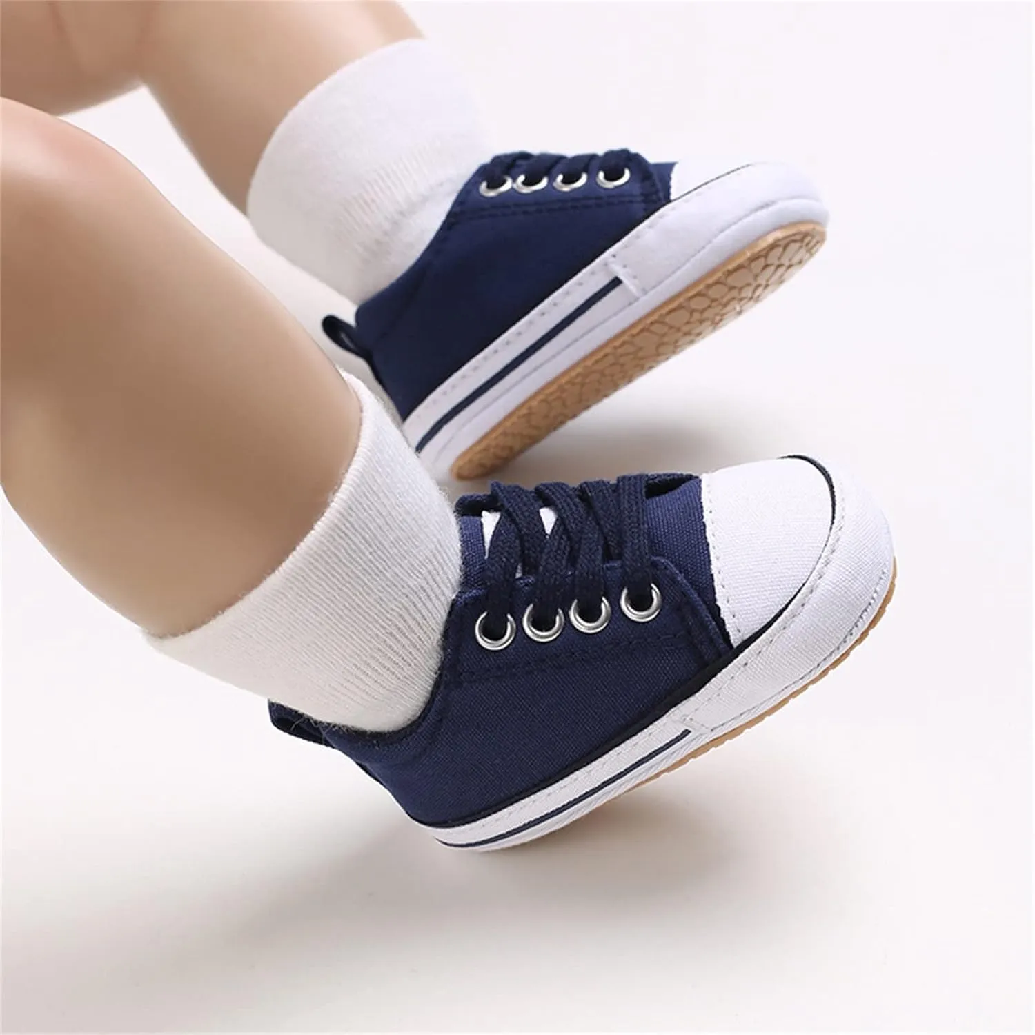 Baby Boy's Girl's Canvas Sneakers Slip on Lightweight Casual Lace up Skin-Friendly Flat Walking Running Shoes