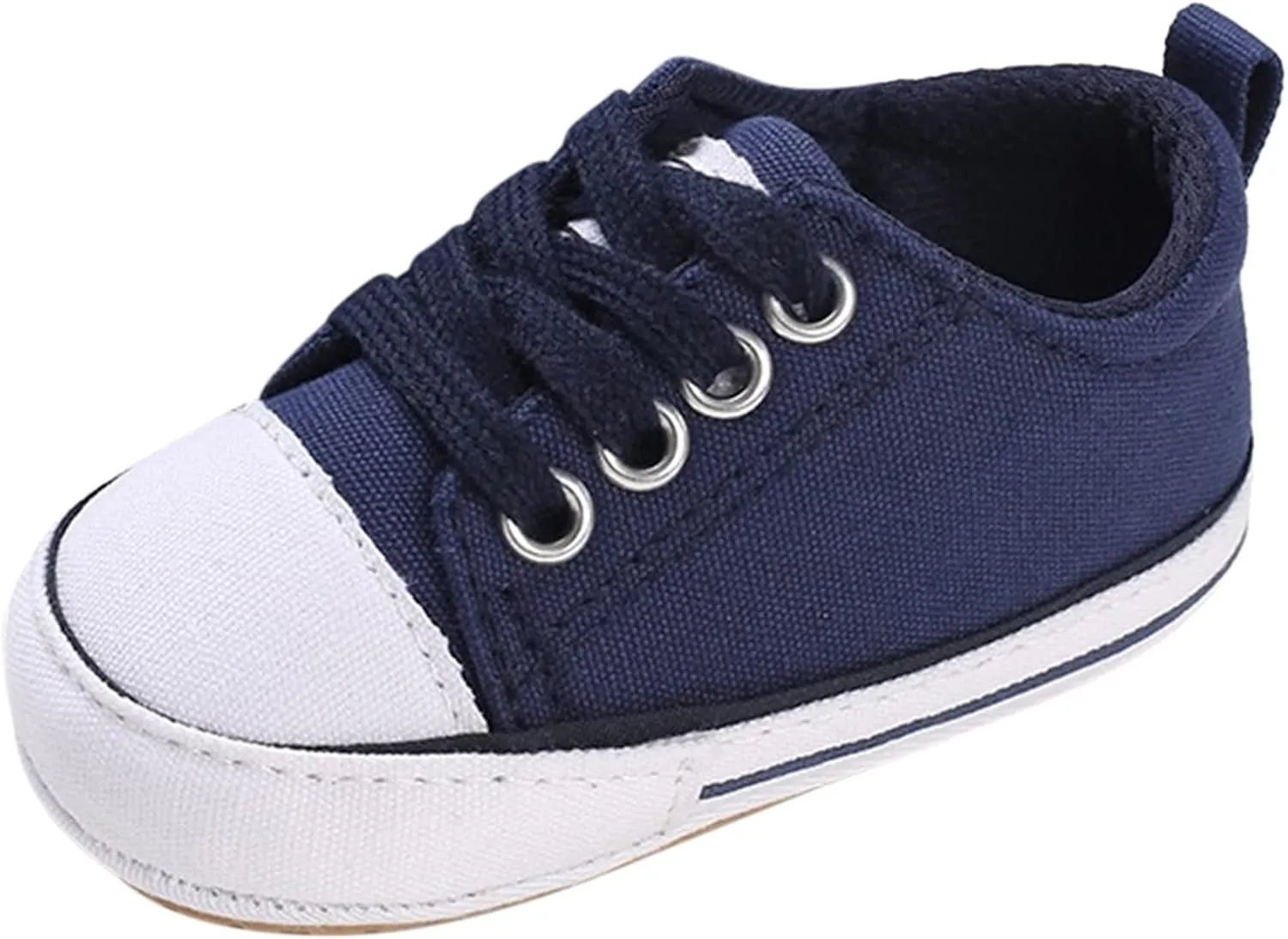 Baby Boy's Girl's Canvas Sneakers Slip on Lightweight Casual Lace up Skin-Friendly Flat Walking Running Shoes