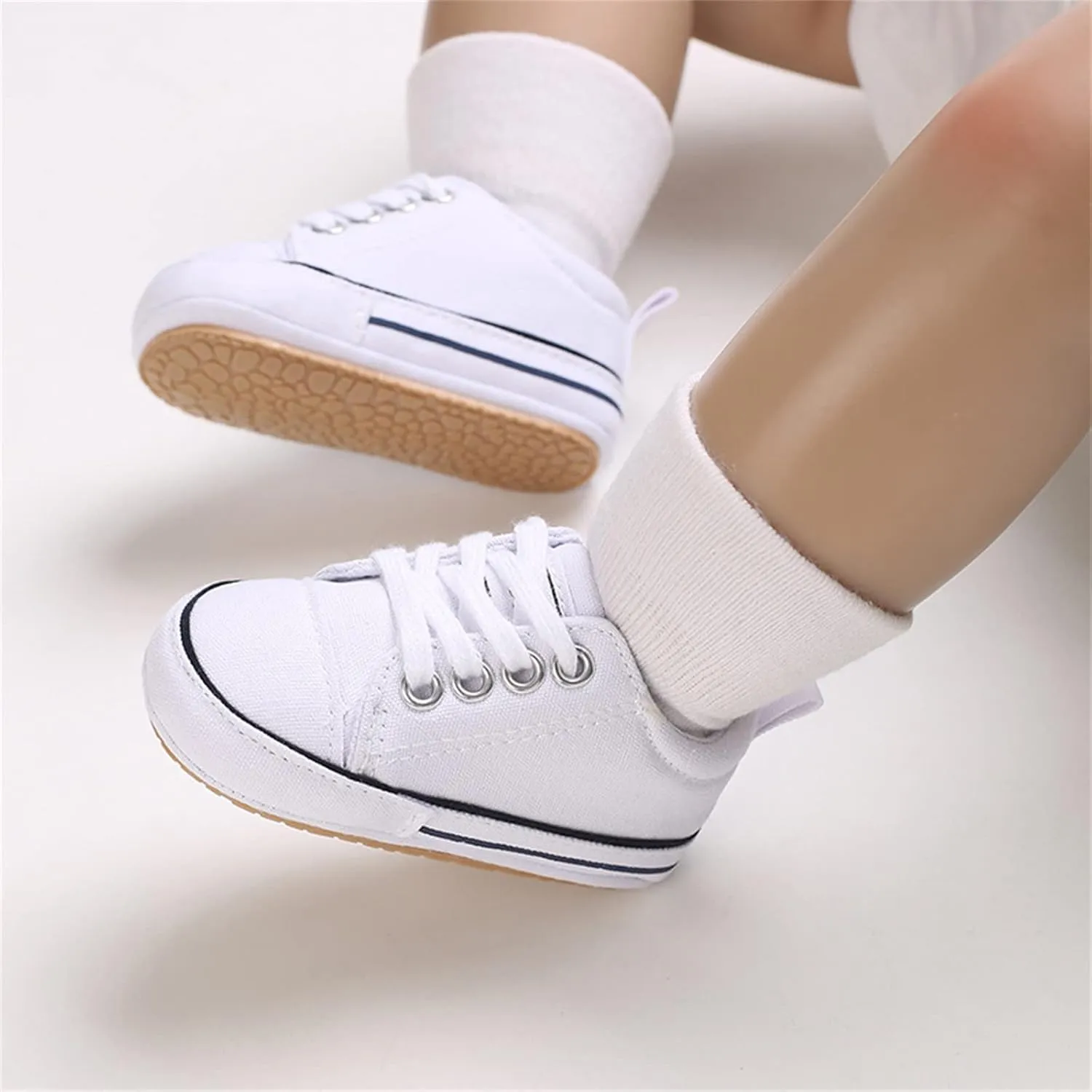 Baby Boy's Girl's Canvas Sneakers Slip on Lightweight Casual Lace up Skin-Friendly Flat Walking Running Shoes