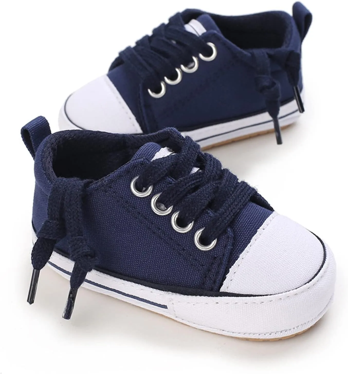Baby Boy's Girl's Canvas Sneakers Slip on Lightweight Casual Lace up Skin-Friendly Flat Walking Running Shoes
