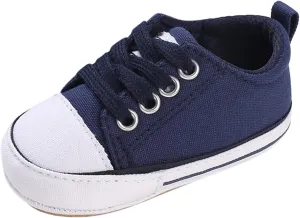 Baby Boy's Girl's Canvas Sneakers Slip on Lightweight Casual Lace up Skin-Friendly Flat Walking Running Shoes