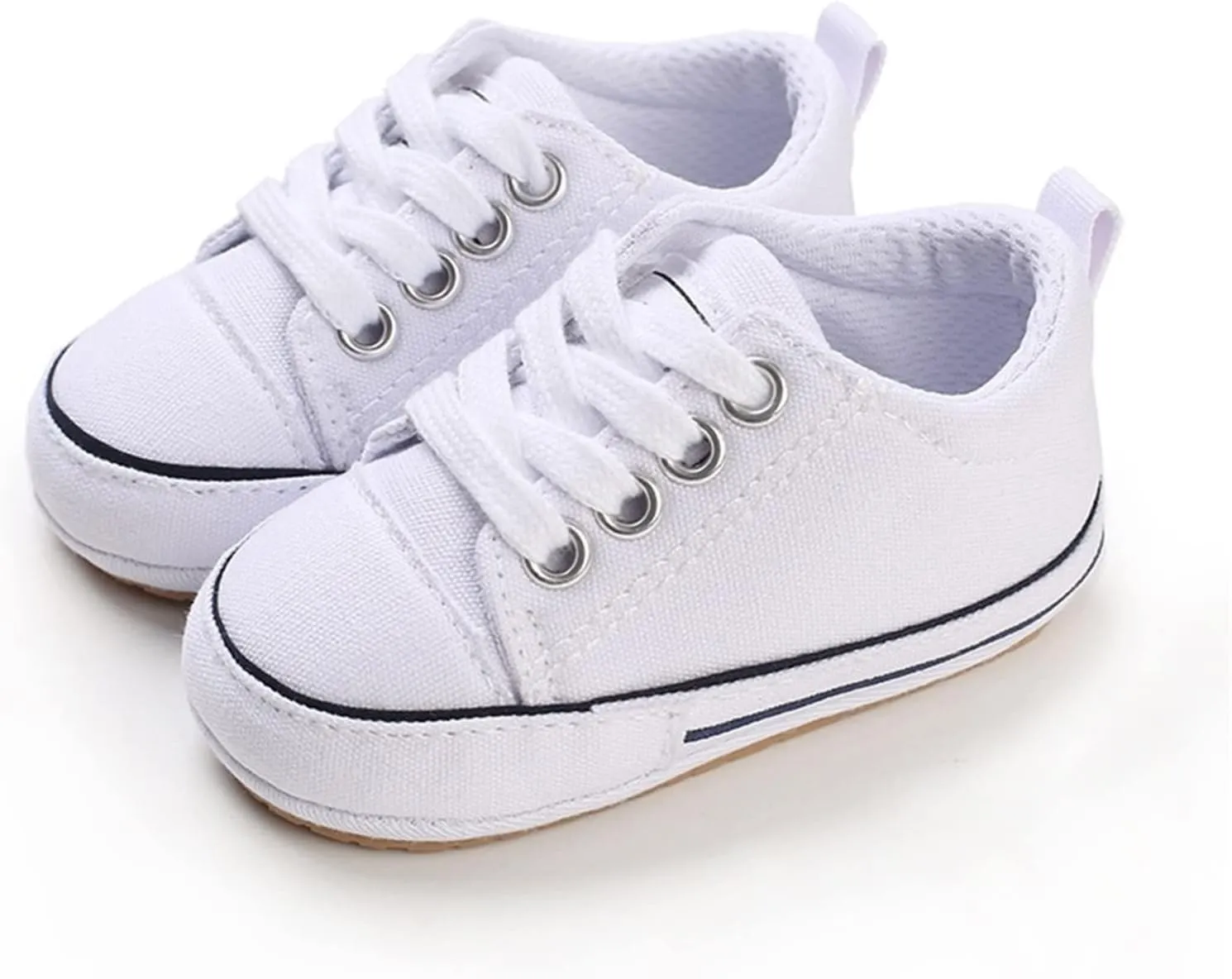 Baby Boy's Girl's Canvas Sneakers Slip on Lightweight Casual Lace up Skin-Friendly Flat Walking Running Shoes
