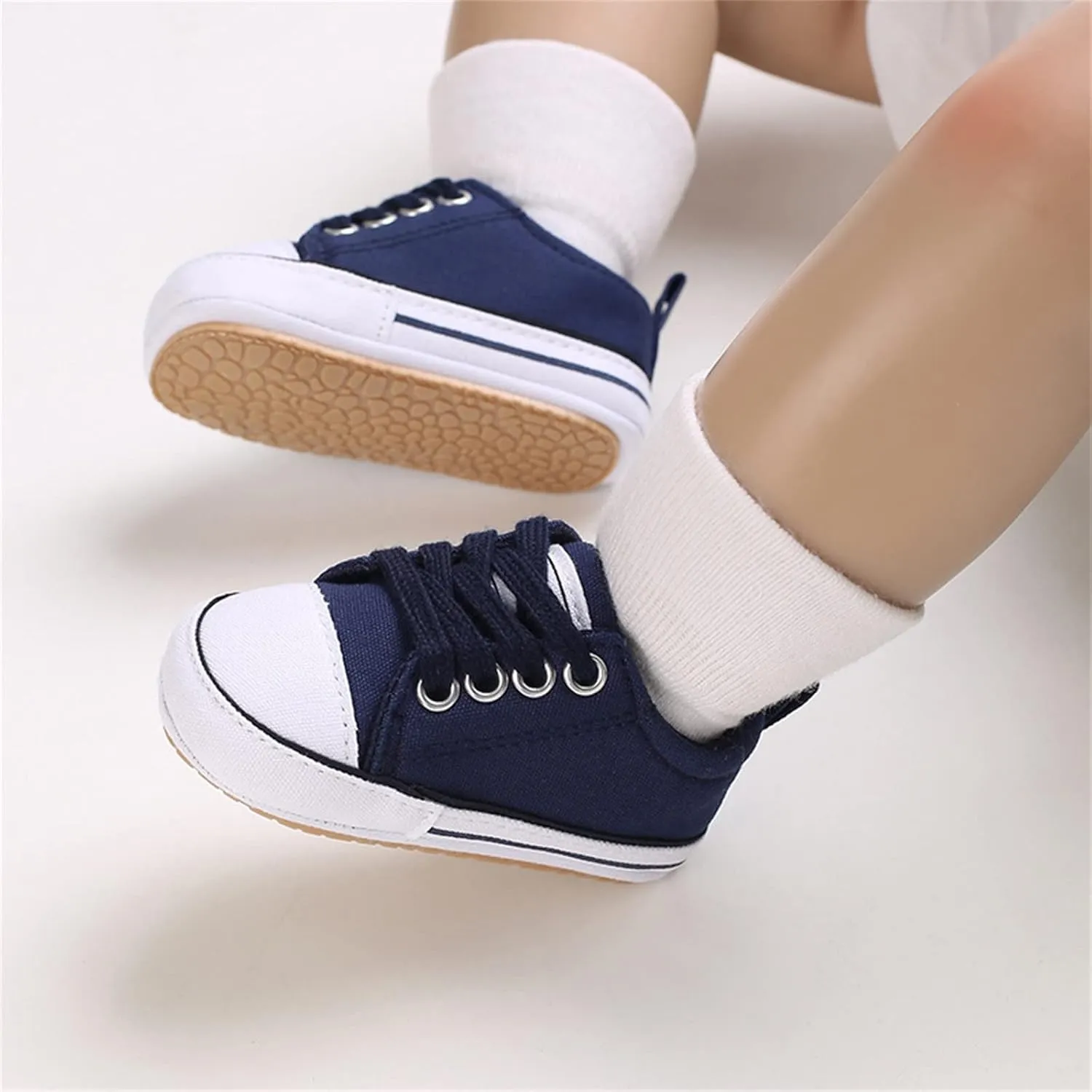 Baby Boy's Girl's Canvas Sneakers Slip on Lightweight Casual Lace up Skin-Friendly Flat Walking Running Shoes