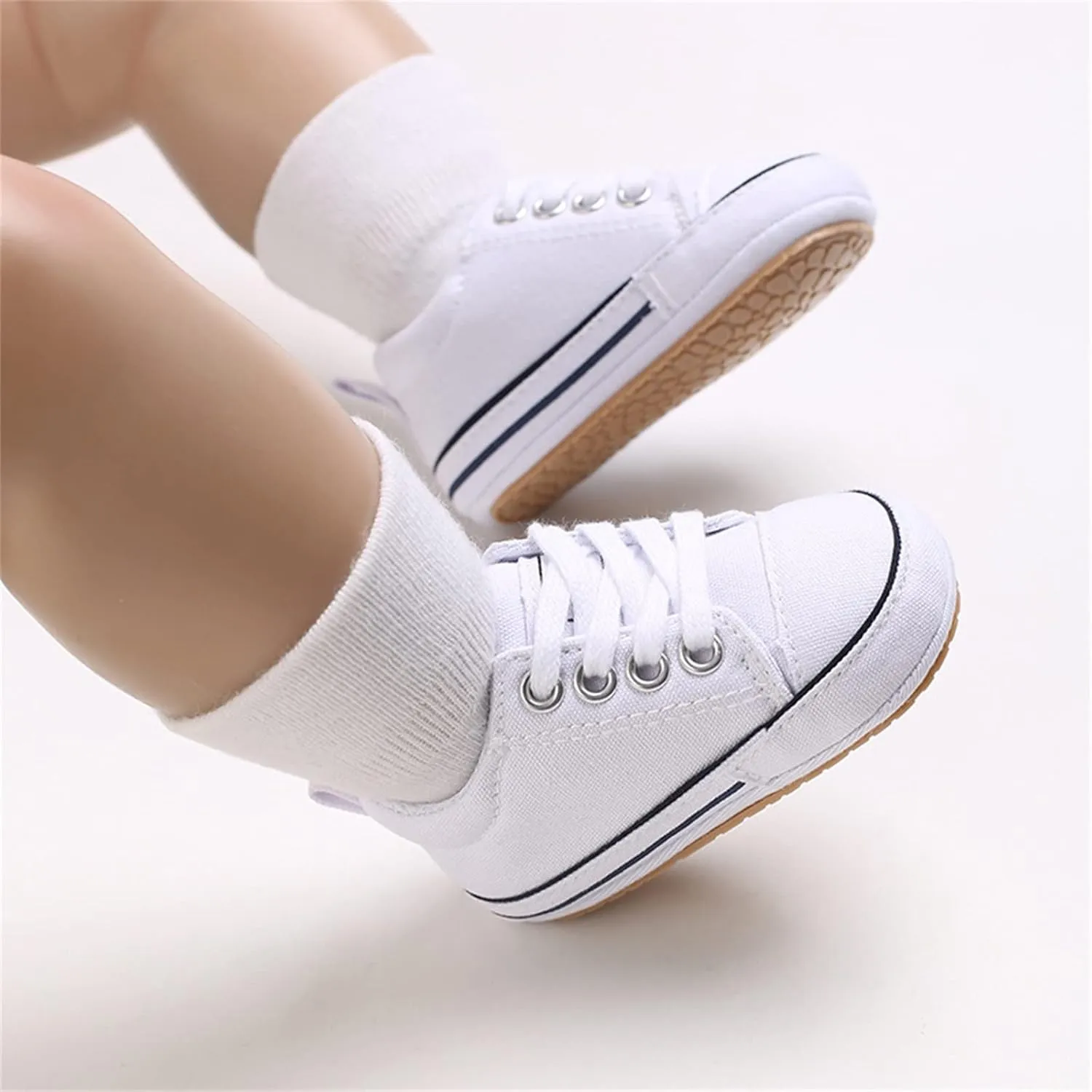 Baby Boy's Girl's Canvas Sneakers Slip on Lightweight Casual Lace up Skin-Friendly Flat Walking Running Shoes