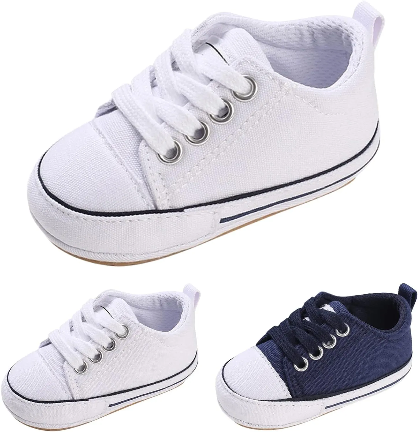 Baby Boy's Girl's Canvas Sneakers Slip on Lightweight Casual Lace up Skin-Friendly Flat Walking Running Shoes