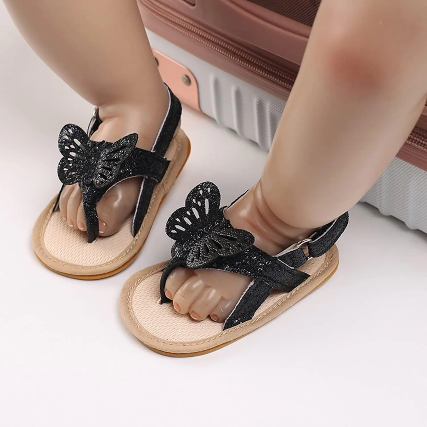 Baby Girl Sandals Flip Flop Slide Butterfly Sandals Slip On Suitable For Bath Shower Beach Pool Slip On Flats Shoes