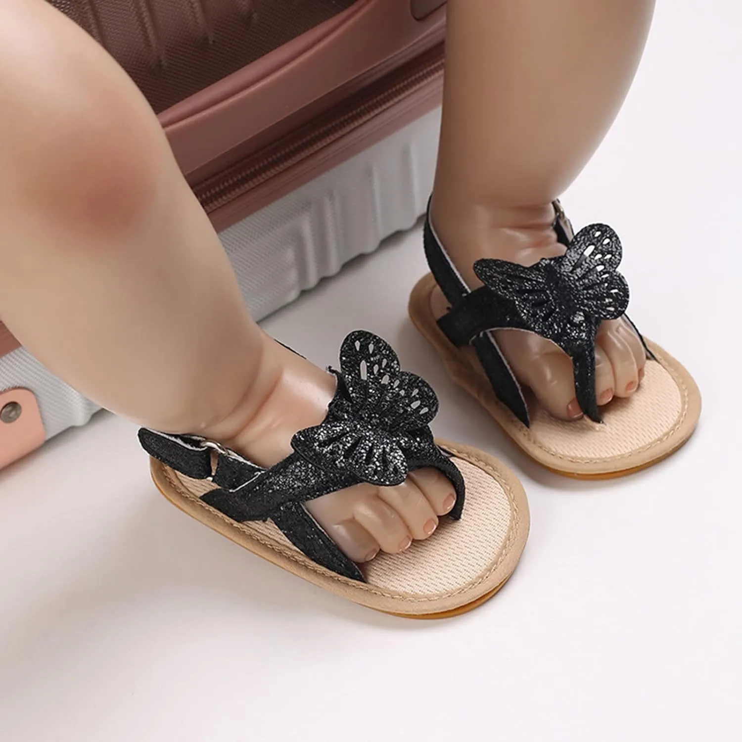 Baby Girl Sandals Flip Flop Slide Butterfly Sandals Slip On Suitable For Bath Shower Beach Pool Slip On Flats Shoes
