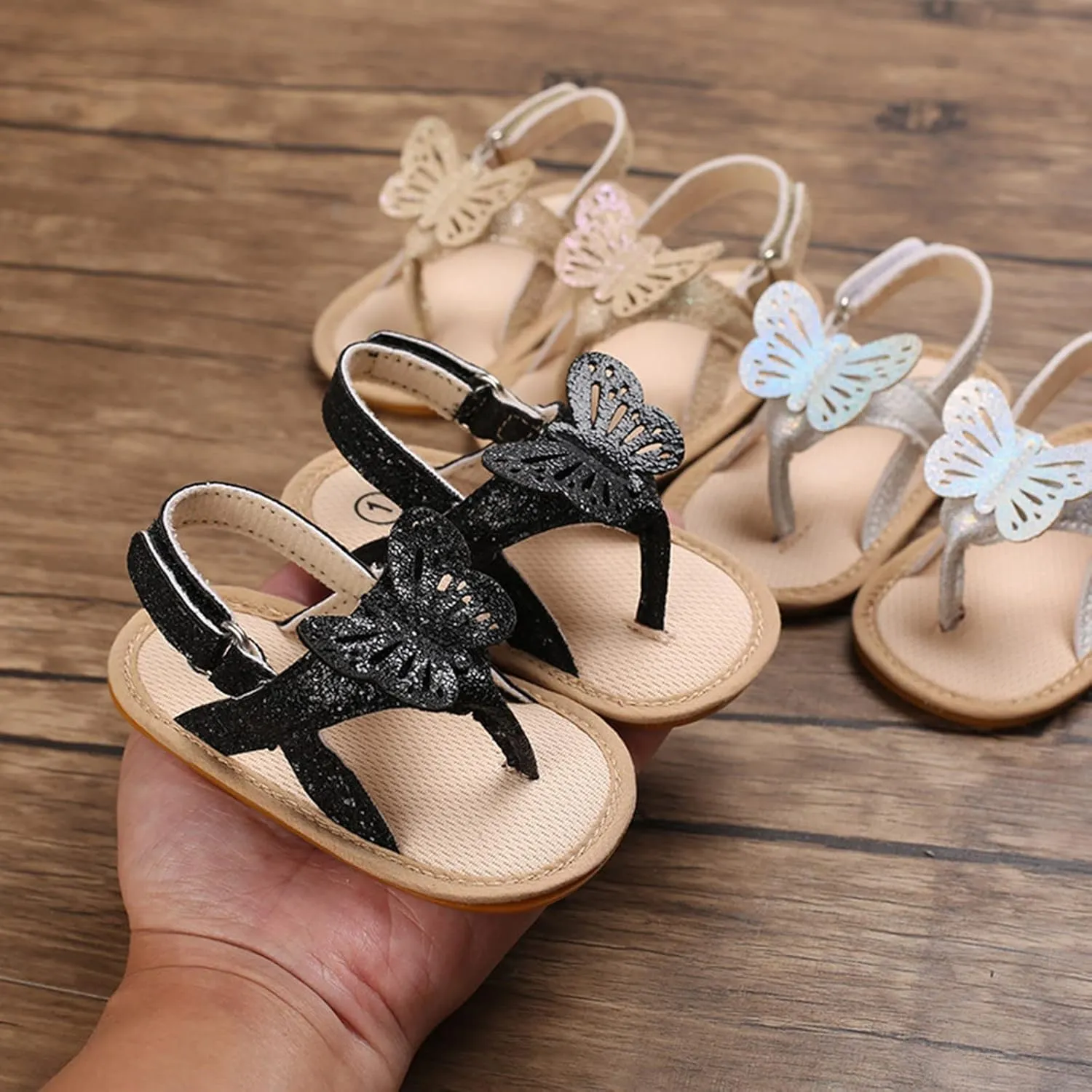 Baby Girl Sandals Flip Flop Slide Butterfly Sandals Slip On Suitable For Bath Shower Beach Pool Slip On Flats Shoes