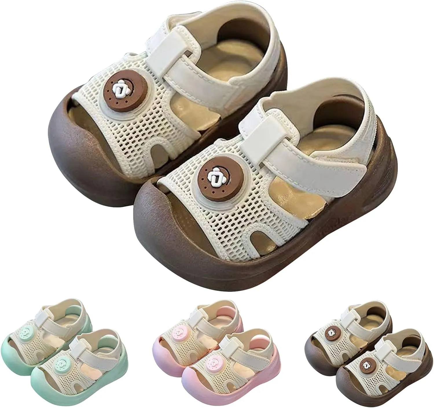 Baby Infant Mesh Hollow Sandals Toddler Newborn Sole Rubber Non Slip Barefoot Shoes Hook Loop Open Toe Beach Sandals