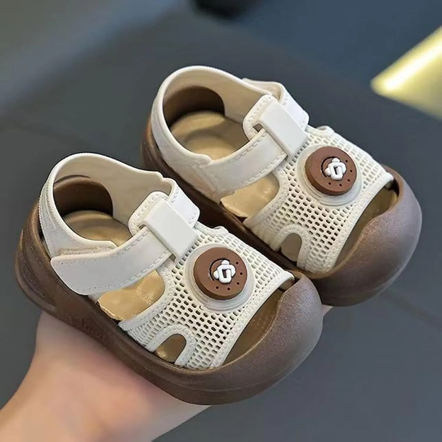 Baby Infant Mesh Hollow Sandals Toddler Newborn Sole Rubber Non Slip Barefoot Shoes Hook Loop Open Toe Beach Sandals
