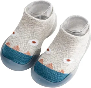Baby Socks Shoes, Boys Girls Breathable Floor Shoes Infant Rubber Sole Shoes Cotton Slip-On First Walking Shoes