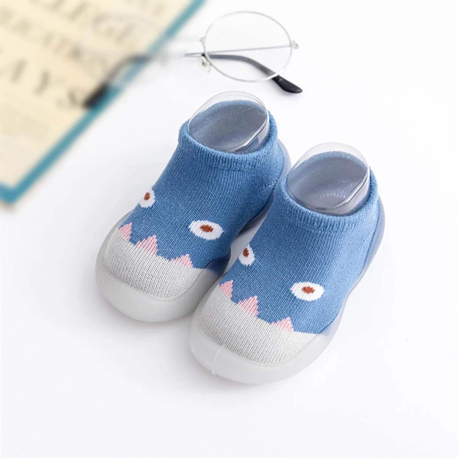 Baby Socks Shoes, Boys Girls Breathable Floor Shoes Infant Rubber Sole Shoes Cotton Slip-On First Walking Shoes