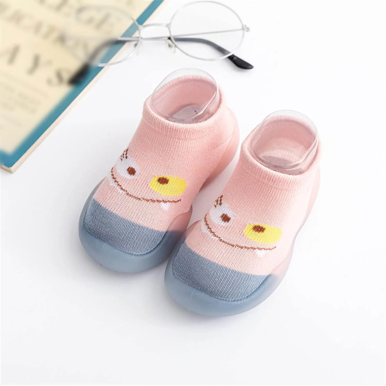 Baby Socks Shoes, Boys Girls Breathable Floor Shoes Infant Rubber Sole Shoes Cotton Slip-On First Walking Shoes