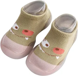 Baby Socks Shoes, Boys Girls Breathable Floor Shoes Infant Rubber Sole Shoes Cotton Slip-On First Walking Shoes