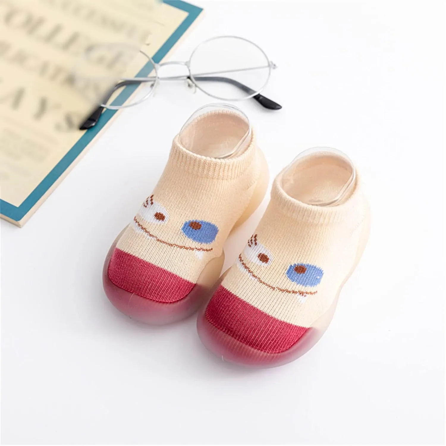 Baby Socks Shoes, Boys Girls Breathable Floor Shoes Infant Rubber Sole Shoes Cotton Slip-On First Walking Shoes