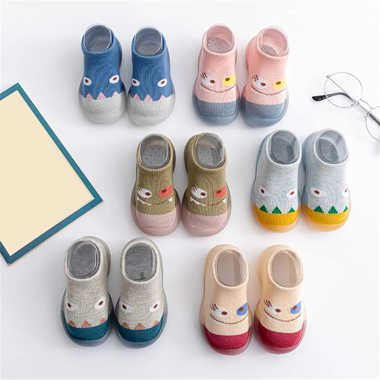 Baby Socks Shoes, Boys Girls Breathable Floor Shoes Infant Rubber Sole Shoes Cotton Slip-On First Walking Shoes