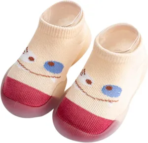 Baby Socks Shoes, Boys Girls Breathable Floor Shoes Infant Rubber Sole Shoes Cotton Slip-On First Walking Shoes