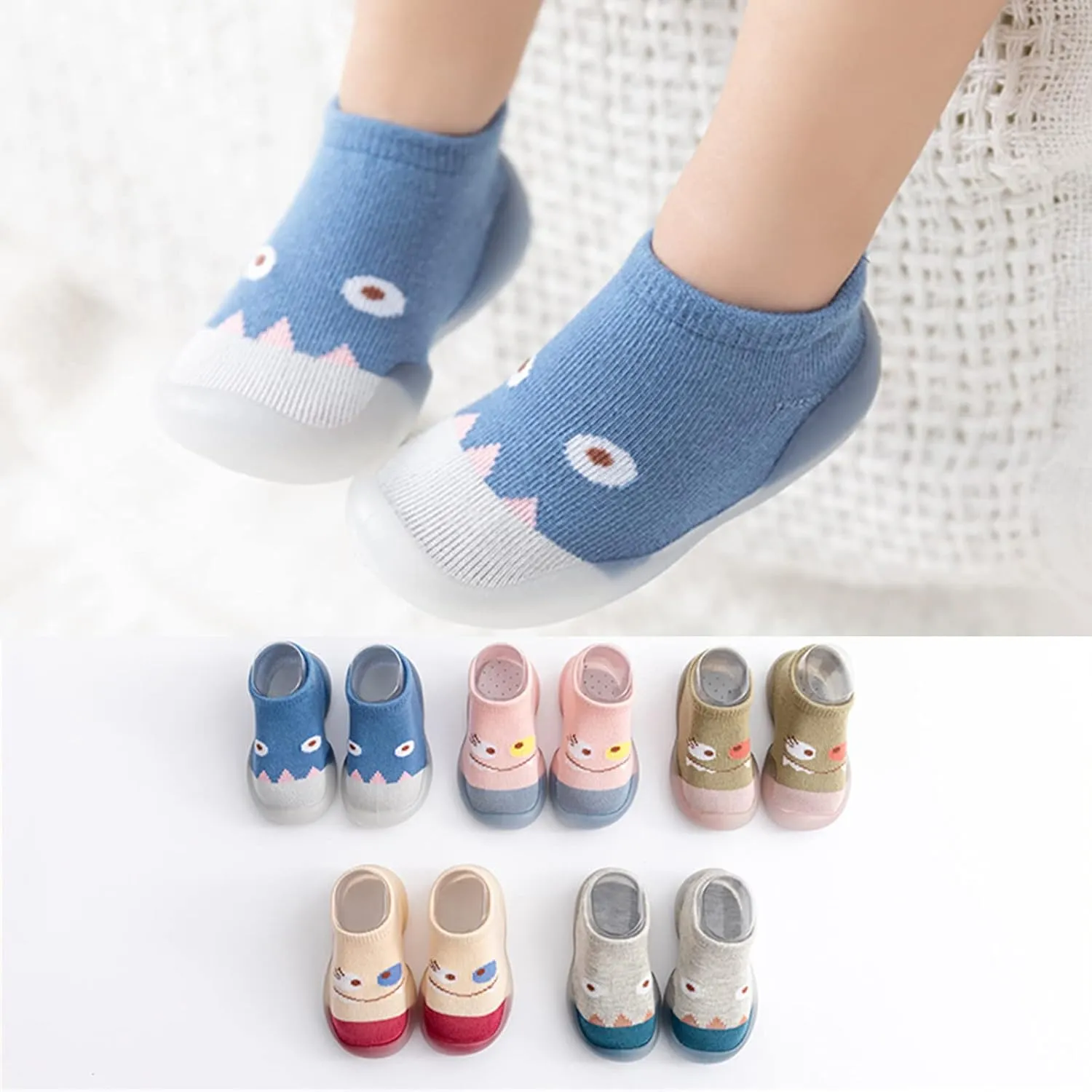 Baby Socks Shoes, Boys Girls Breathable Floor Shoes Infant Rubber Sole Shoes Cotton Slip-On First Walking Shoes
