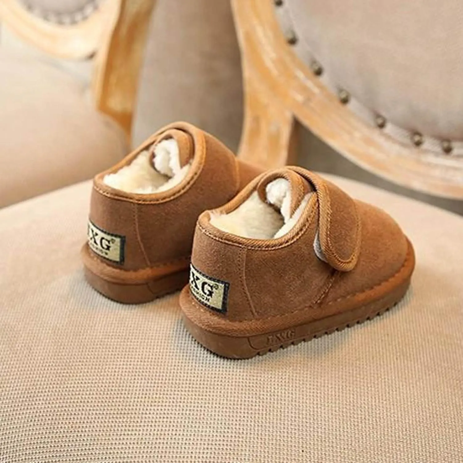 Baby Toddler Winter Fr Lined Ankle Boots Soft Furry Warm Comfortable Round Toe Pull On Work Boots for Boys Size 4