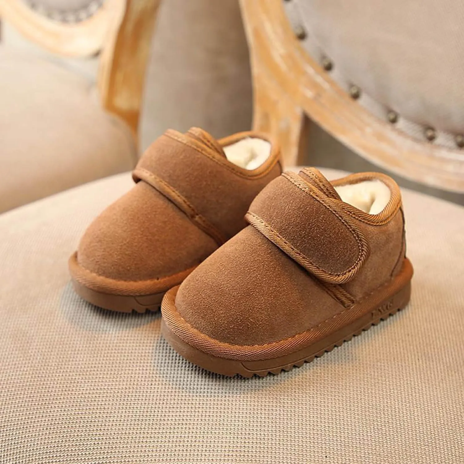 Baby Toddler Winter Fr Lined Ankle Boots Soft Furry Warm Comfortable Round Toe Pull On Work Boots for Boys Size 4