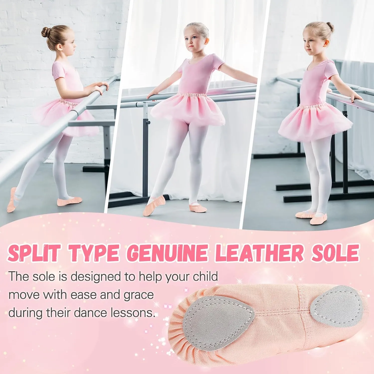 Ballet Shoes for Girls, Canvas Toddler Ballet Shoes Leather Split Sole Ballet Slippers for Girls Toddler/Little/Big Kid