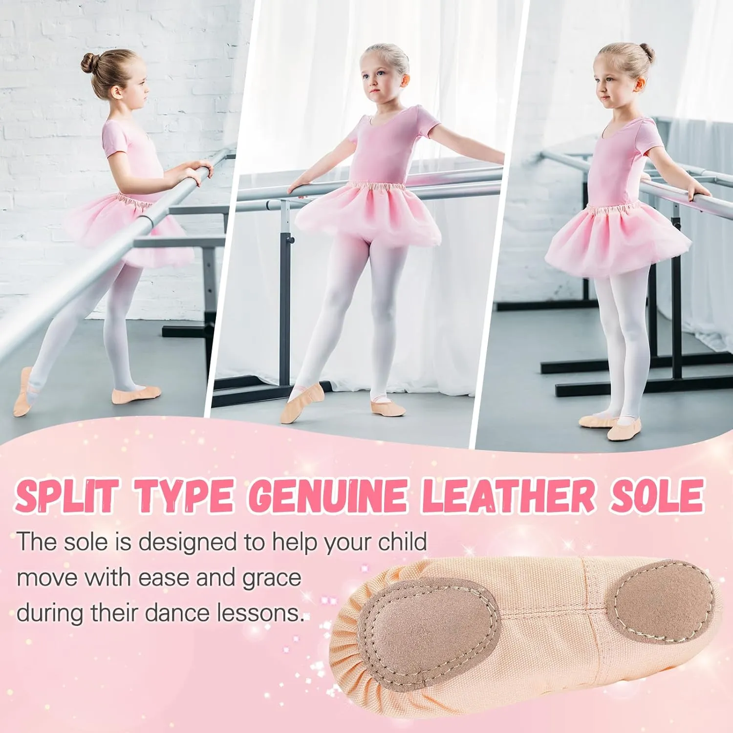 Ballet Shoes for Girls, Canvas Toddler Ballet Shoes Leather Split Sole Ballet Slippers for Girls Toddler/Little/Big Kid