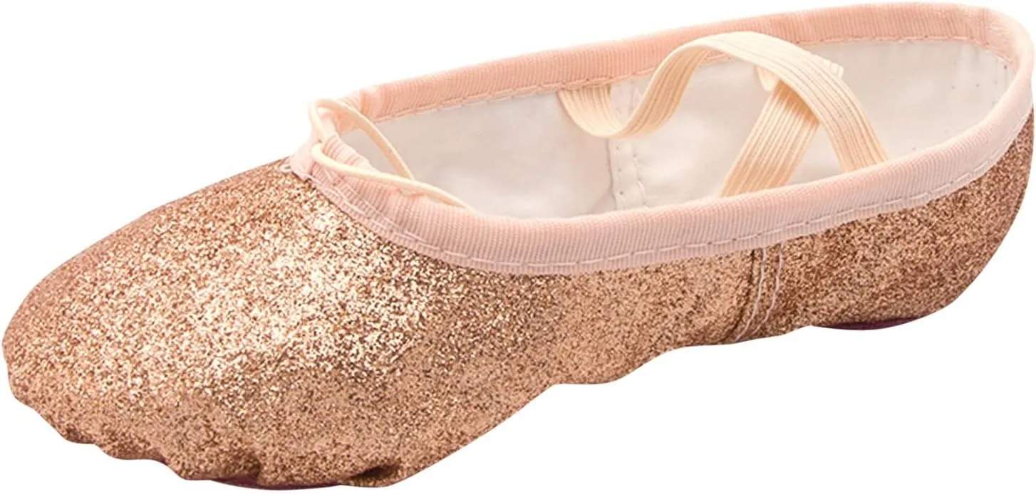 Ballet Shoes for Girls Glitter Metallic Faux Leather Ballet Slippers Split Sole Dance Shoes for Toddler Flats Shoes