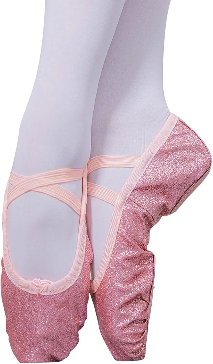 Ballet Shoes for Girls Glitter Metallic Faux Leather Ballet Slippers Split Sole Dance Shoes for Toddler Flats Shoes