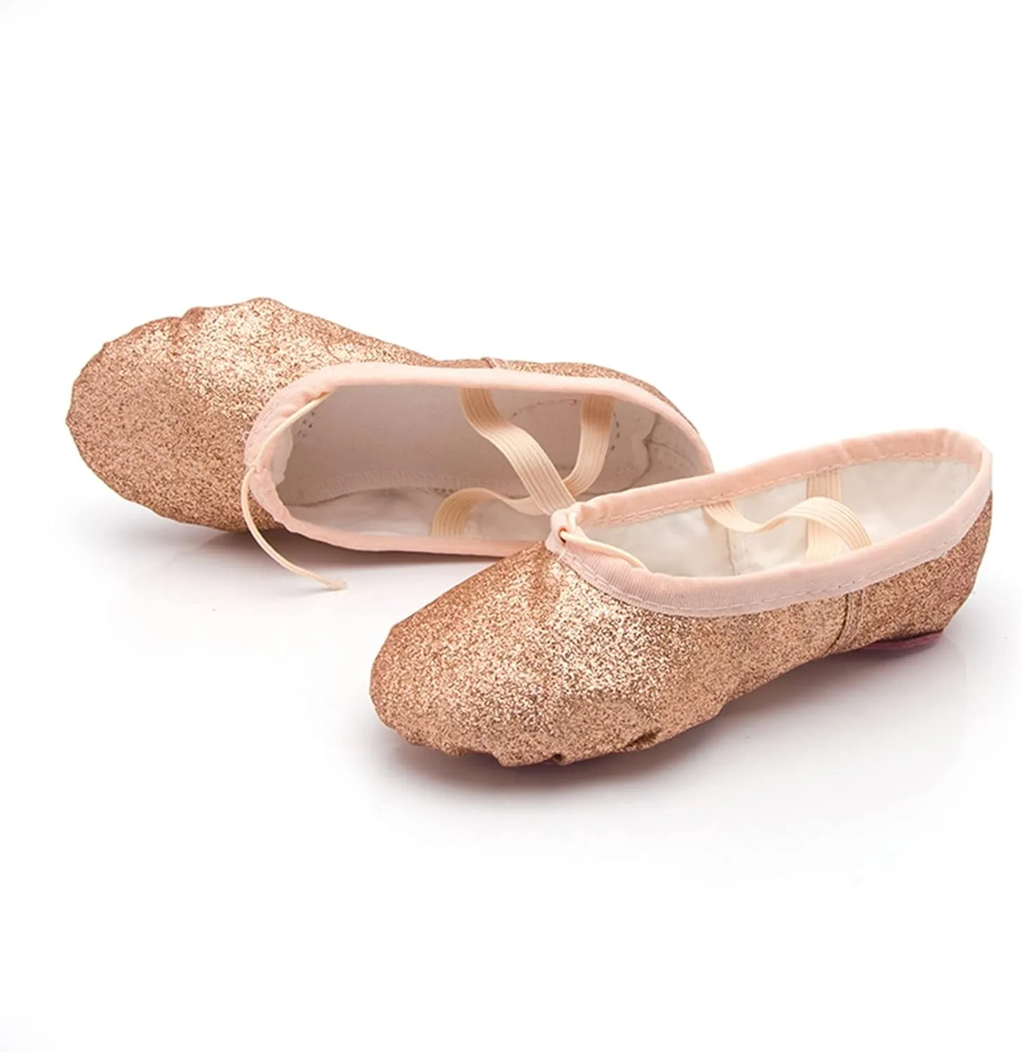 Ballet Shoes for Girls Glitter Metallic Faux Leather Ballet Slippers Split Sole Dance Shoes for Toddler Flats Shoes