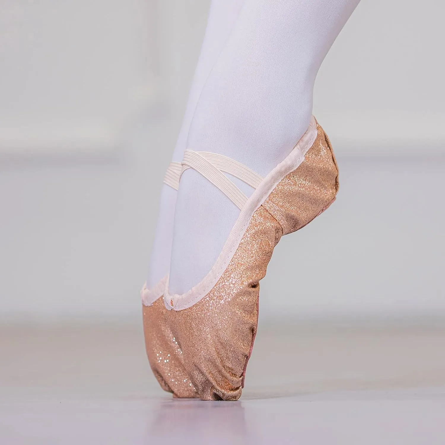 Ballet Shoes for Girls Glitter Metallic Faux Leather Ballet Slippers Split Sole Dance Shoes for Toddler Flats Shoes
