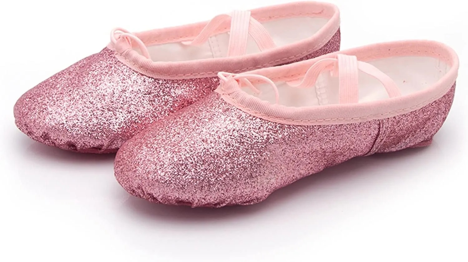 Ballet Shoes for Girls Glitter Metallic Faux Leather Ballet Slippers Split Sole Dance Shoes for Toddler Flats Shoes