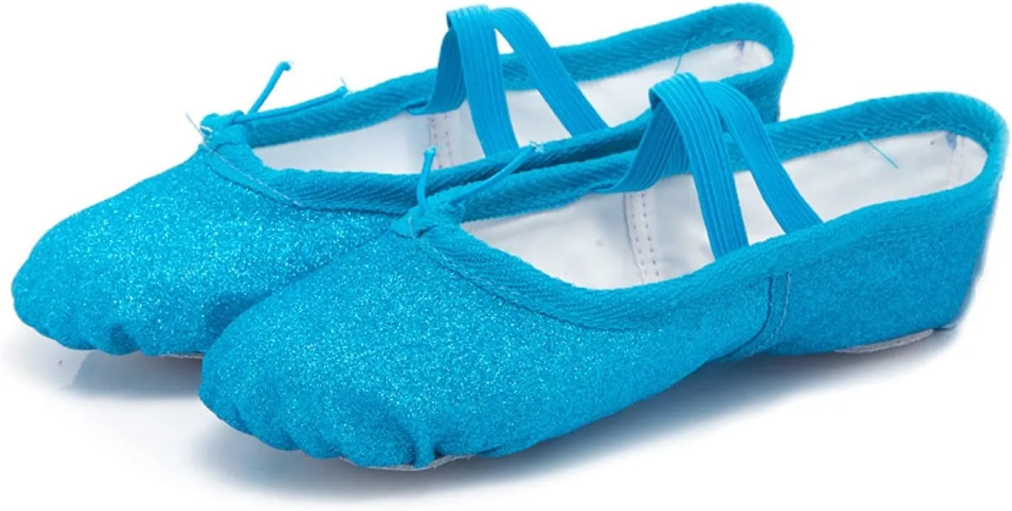 Ballet Shoes for Girls Glitter Metallic Faux Leather Ballet Slippers Split Sole Dance Shoes for Toddler Flats Shoes