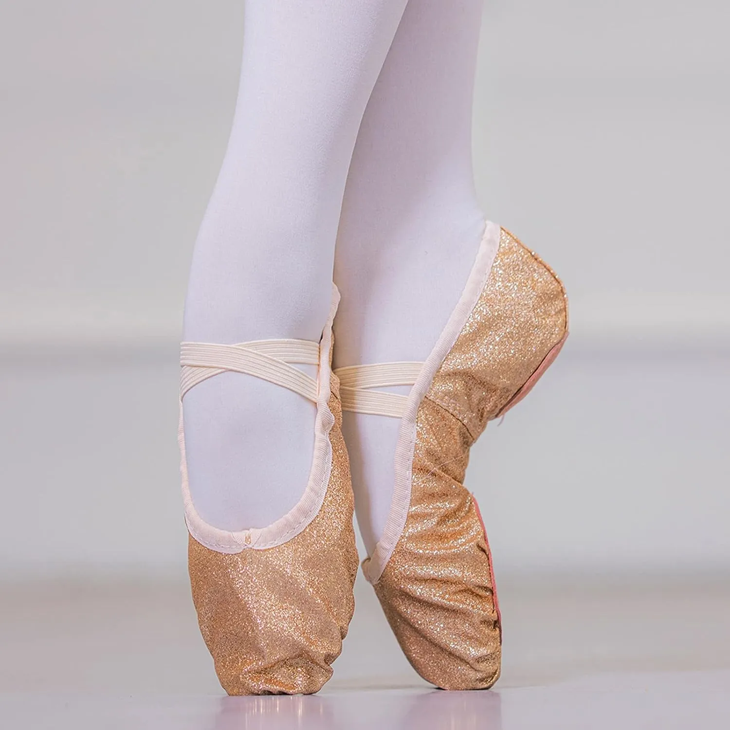 Ballet Shoes for Girls Glitter Metallic Faux Leather Ballet Slippers Split Sole Dance Shoes for Toddler Flats Shoes