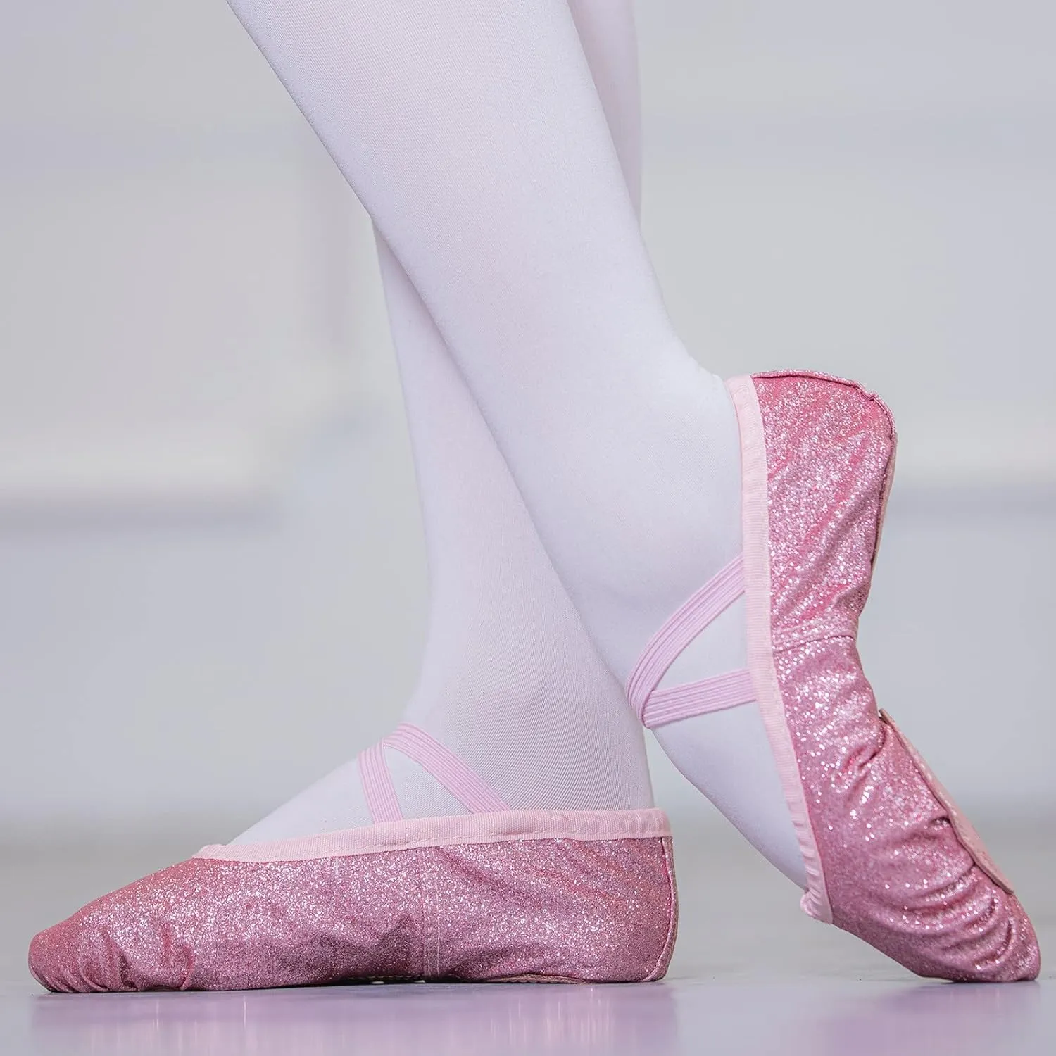 Ballet Shoes for Girls Glitter Metallic Faux Leather Ballet Slippers Split Sole Dance Shoes for Toddler Flats Shoes