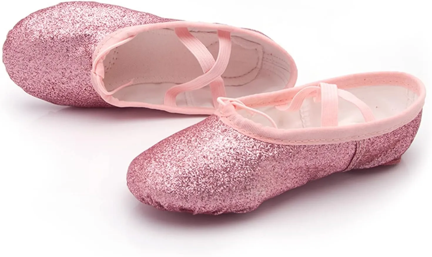 Ballet Shoes for Girls Glitter Metallic Faux Leather Ballet Slippers Split Sole Dance Shoes for Toddler Flats Shoes