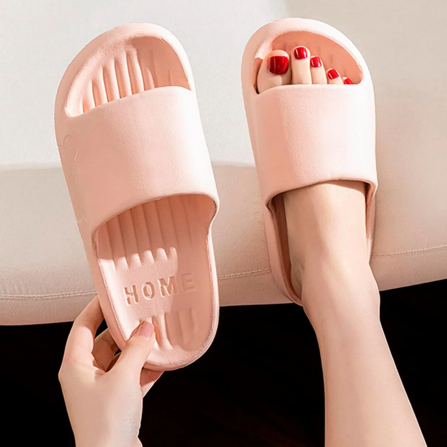 Bath Slippers Mens Cloud Slides Womens Shower Shoes Showers Sandals Non-Slip Drainage Hole Dry Quickly