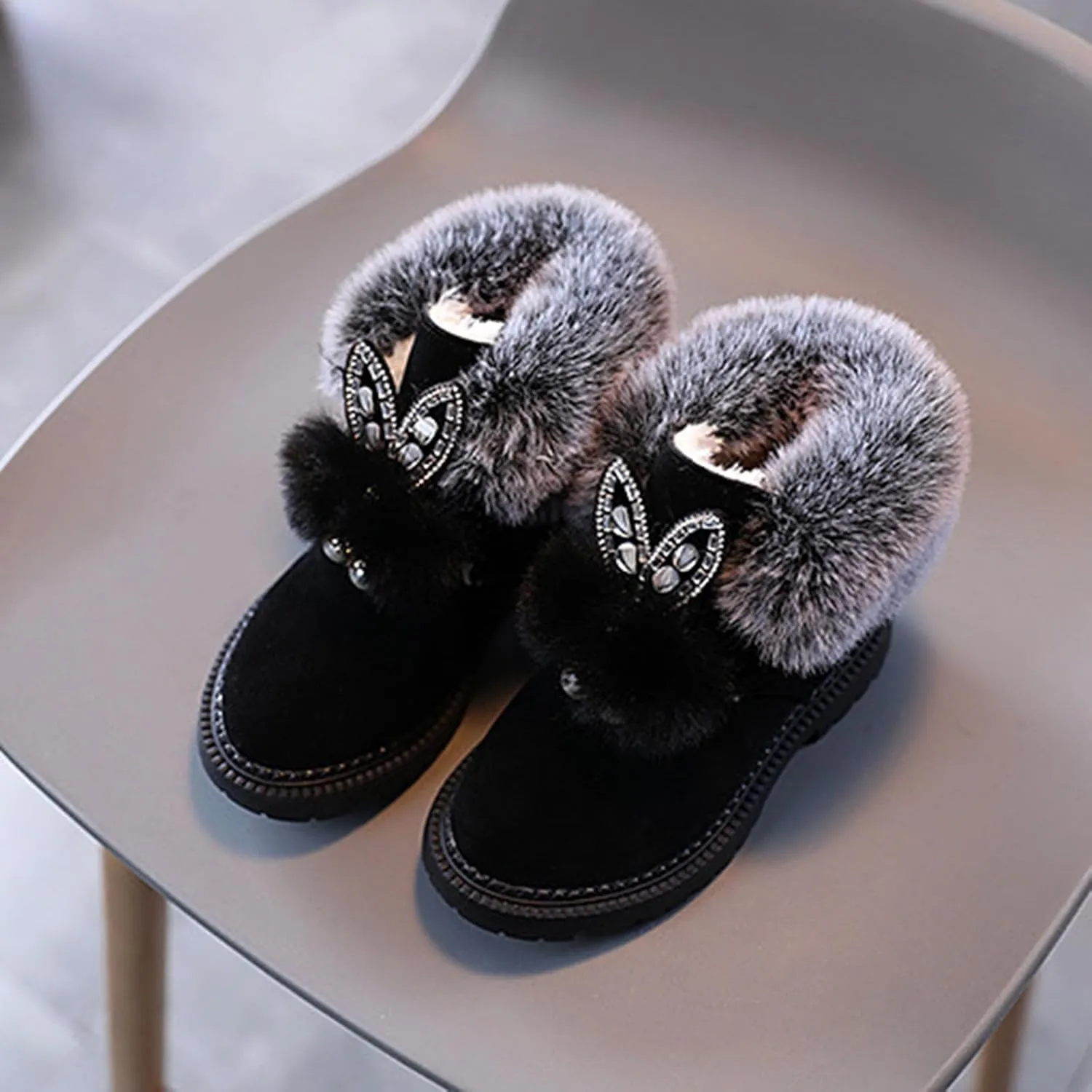 Boots for Girls Kid Winter Waterproof Snow Boots Outdoor Warm Faux Fur Lined Shoes Cold Weather Warm Resistance Boots
