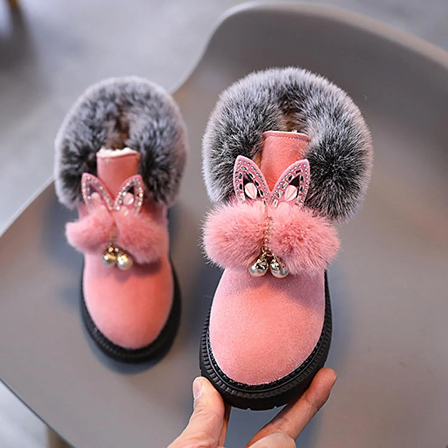 Boots for Girls Kid Winter Waterproof Snow Boots Outdoor Warm Faux Fur Lined Shoes Cold Weather Warm Resistance Boots